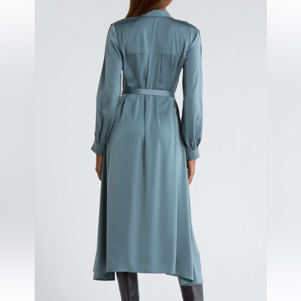 All Saints Teal High-Low Button Sleeve Dress - Picture 2 of 6